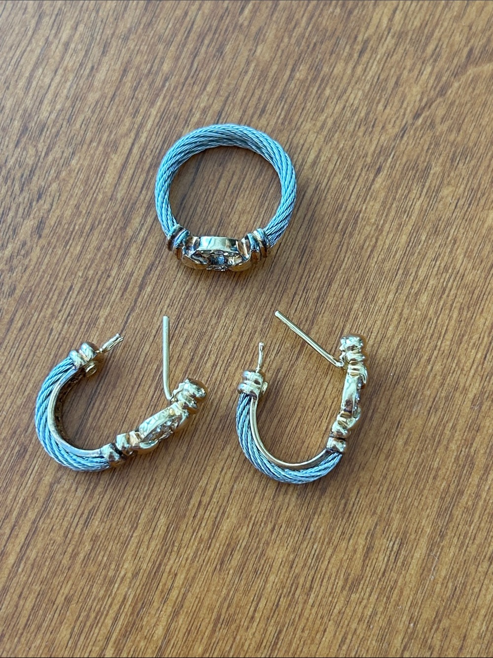 Philippe Charriol earrings and ring 18k yellow gold and diamonds - Picture 2 of 10